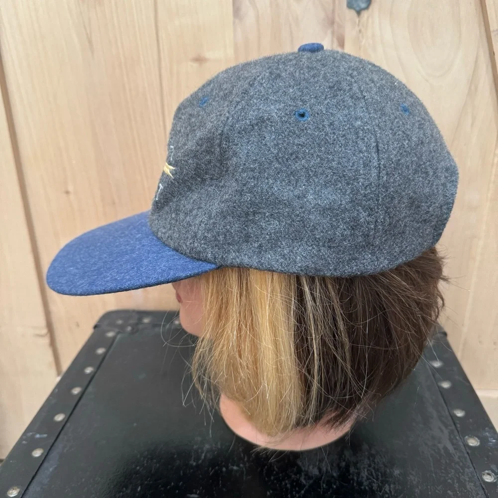 Vintage 80s Steamboat Ski Resort Wool Hat Trucker Adjustable Cap Gray Blue
